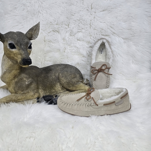Coach Slipper Sand Suede Fleece Shearling Moccasin Sz.11 - Picture 9 of 10